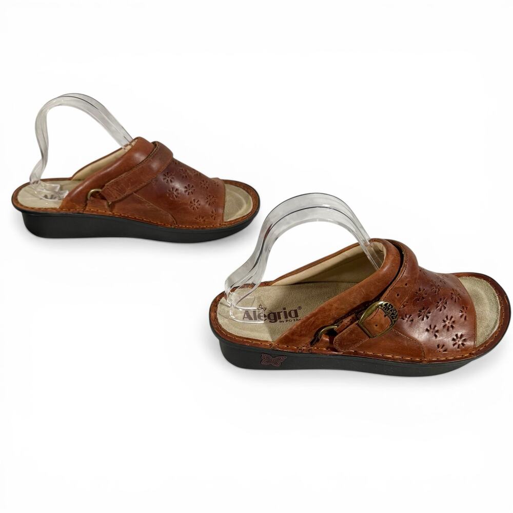 Alegria Women's 41 Klover Burnished Tawney Brown Leather Slip On Comfort Sandals - Picture 3 of 10